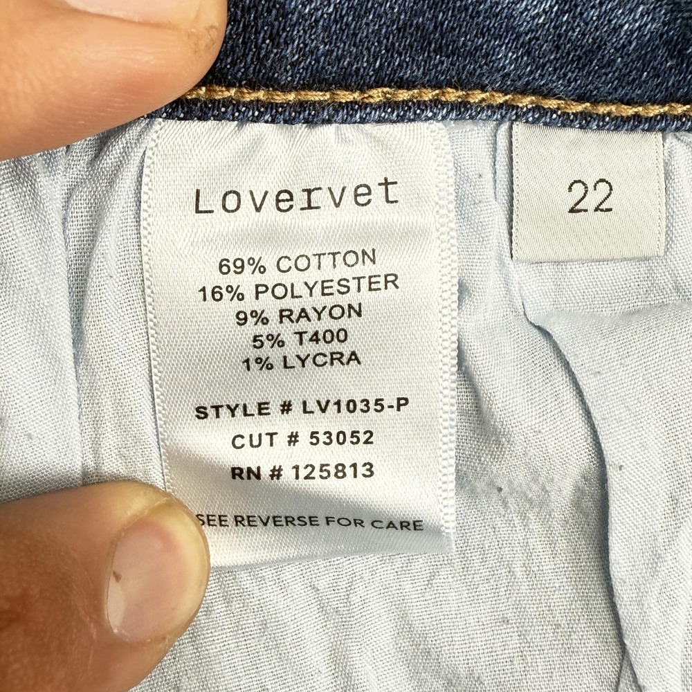 Lovervet Cropped Straight Jeans Womens 22 Blue Medium High Rise Stretch Denim - Picture 13 of 13
